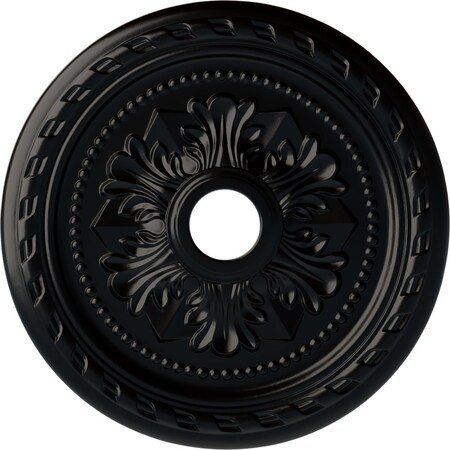 Ekena Millwork Palmetto Ceiling Medallion (Fits Canopies up to 3 5/8"), 23 5/8"OD x 3 5/8"ID x 1 5/8"P, Jet Black CM23PMBLF